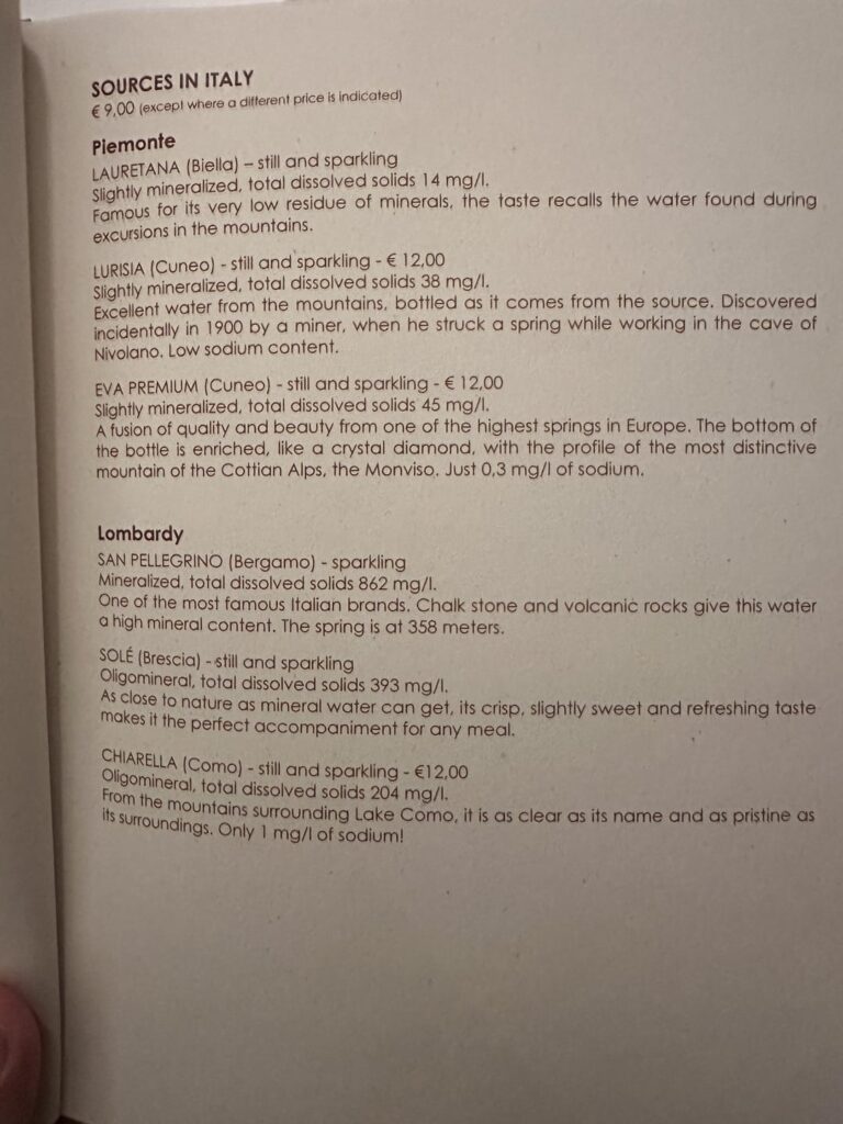 La Pergola (*) Water Menu La Pergola (***) Water Menu