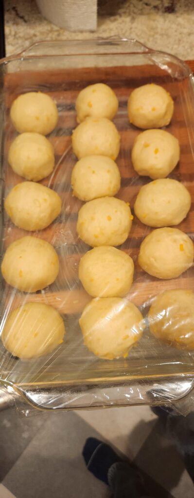 Before and after- Cheesy fluffy dinner rolls