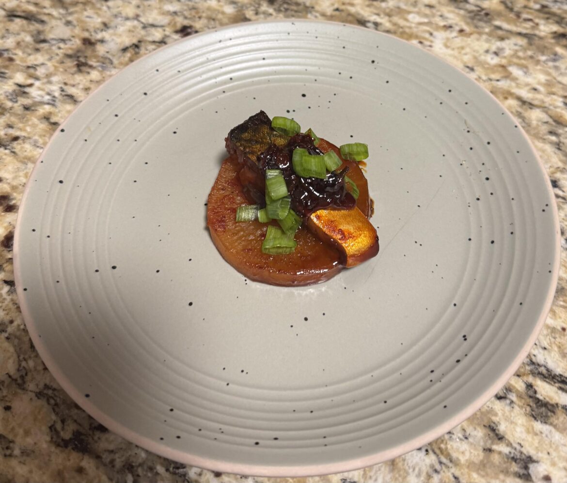 Spicy braised daikon and mackerel