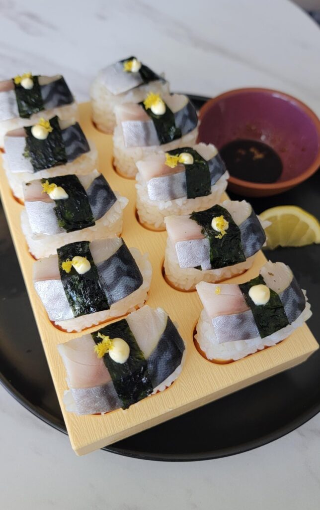 Homemade Mackerel Sushi Made With Pop-Up Nigiri Maker