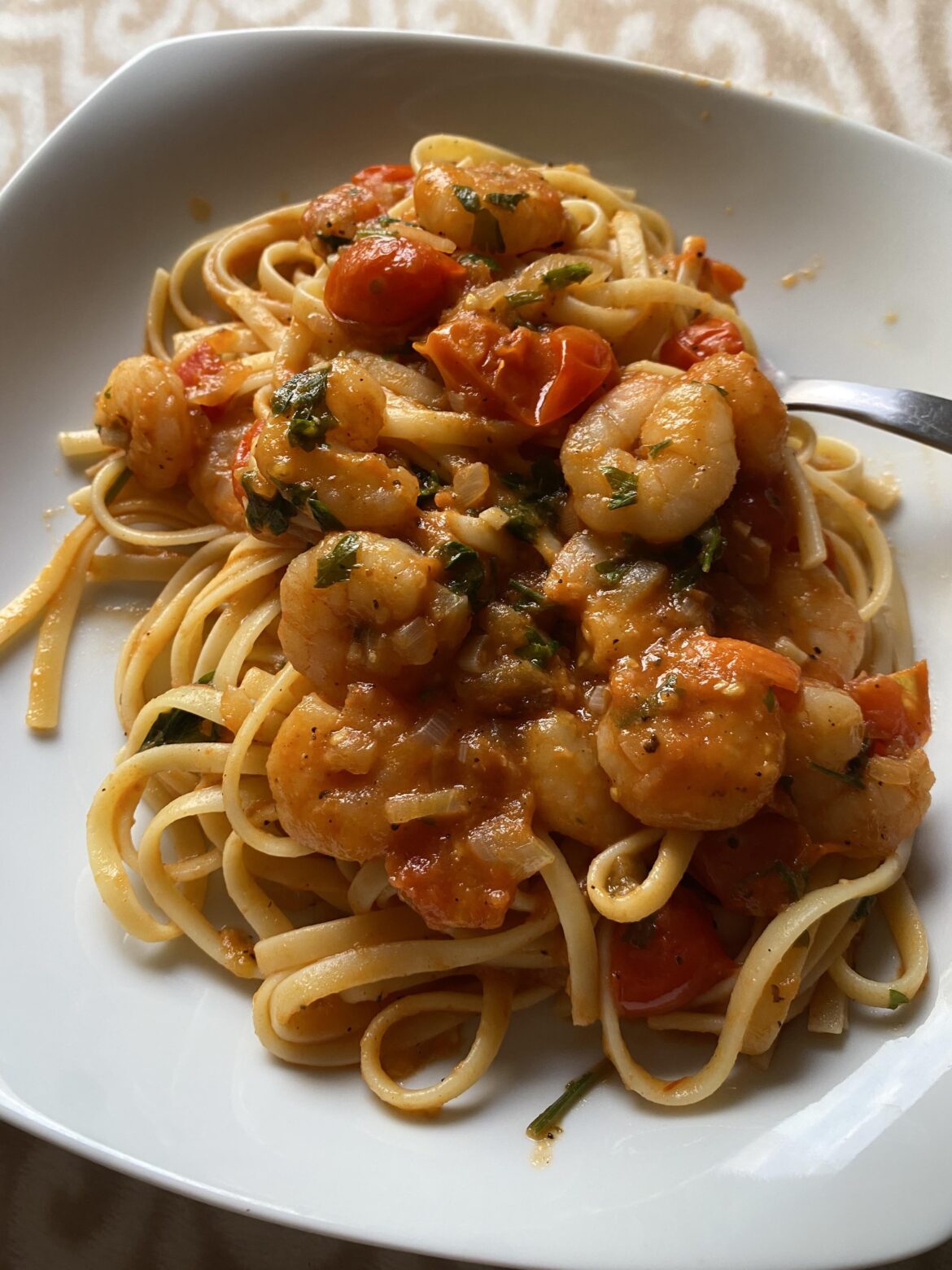 Linguini Marinara with cherry tomatoes