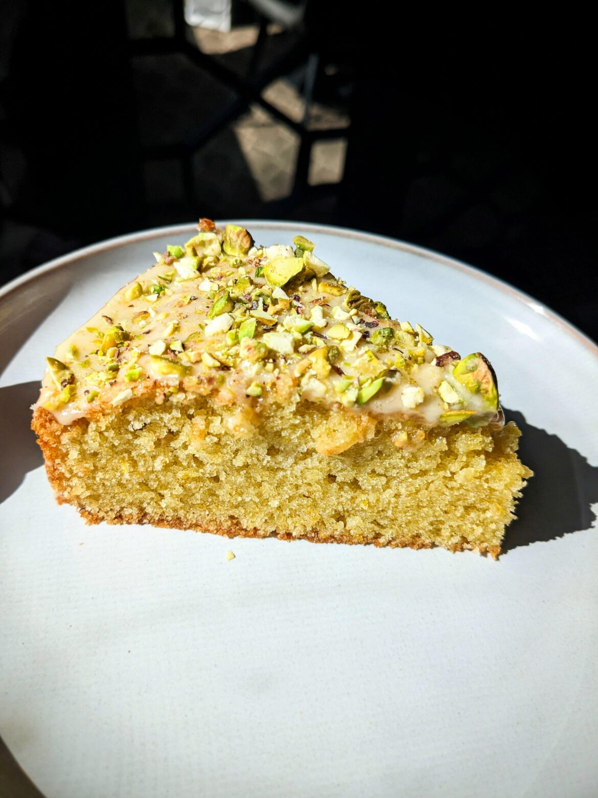 Homemade Preserved Lemon Olive Oil Cake with Pistachios.