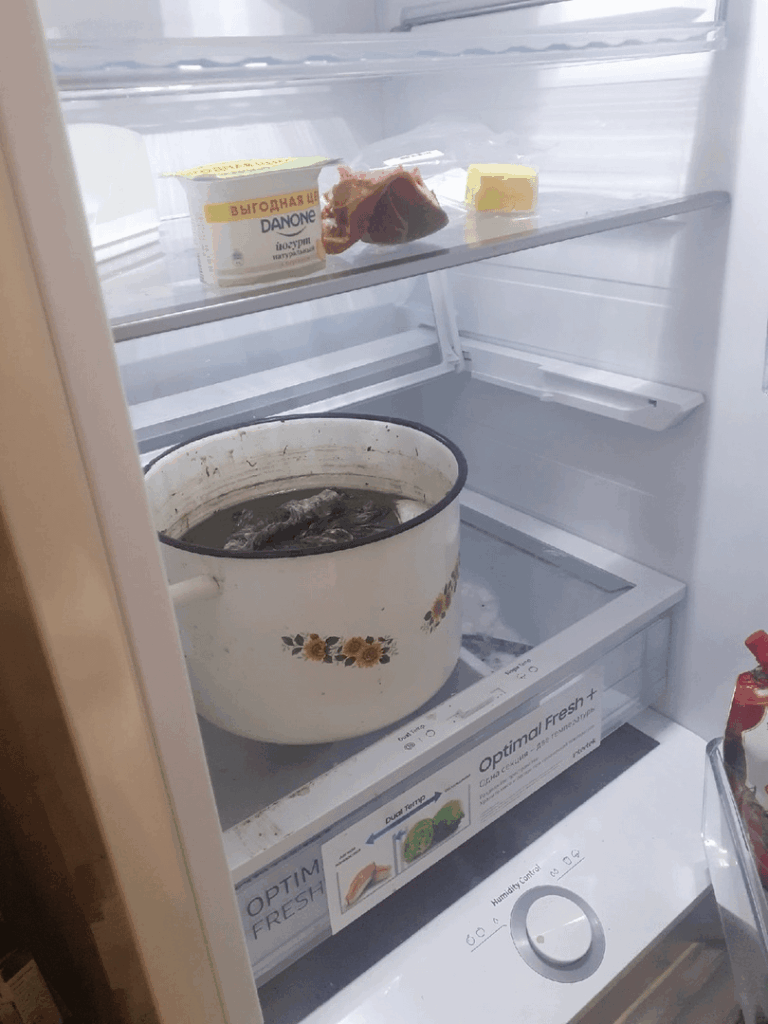 I came to visit my alcoholic grandfather and found this fucking abomination in his fridge. He said it was pickled mushrooms