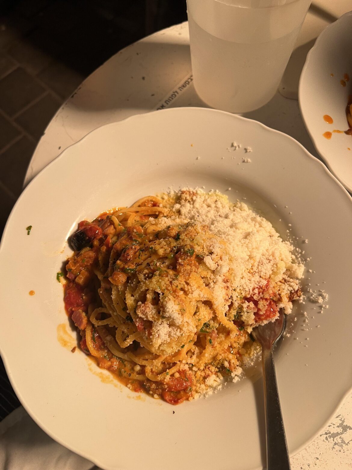 Bacon, Cheri tomatoes, garlic, Passata spaghetti