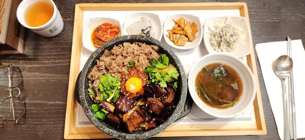 Dolsot Bibimbap (eggplant and beef) at Bap.Zip in Thornhill