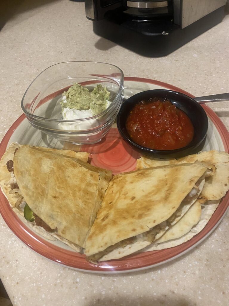 High protein and high fiber quesadilla