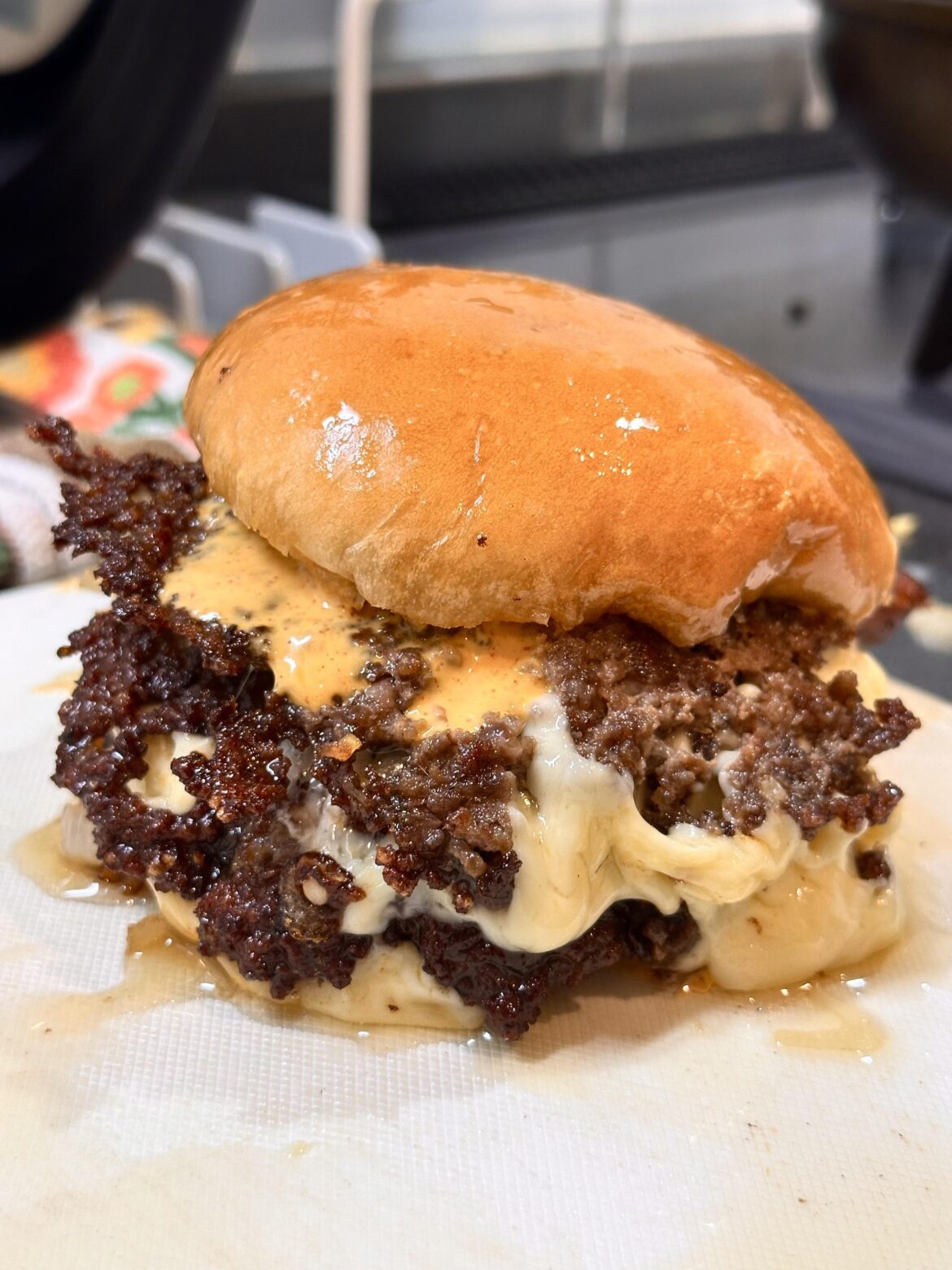 Double smashed with Gouda