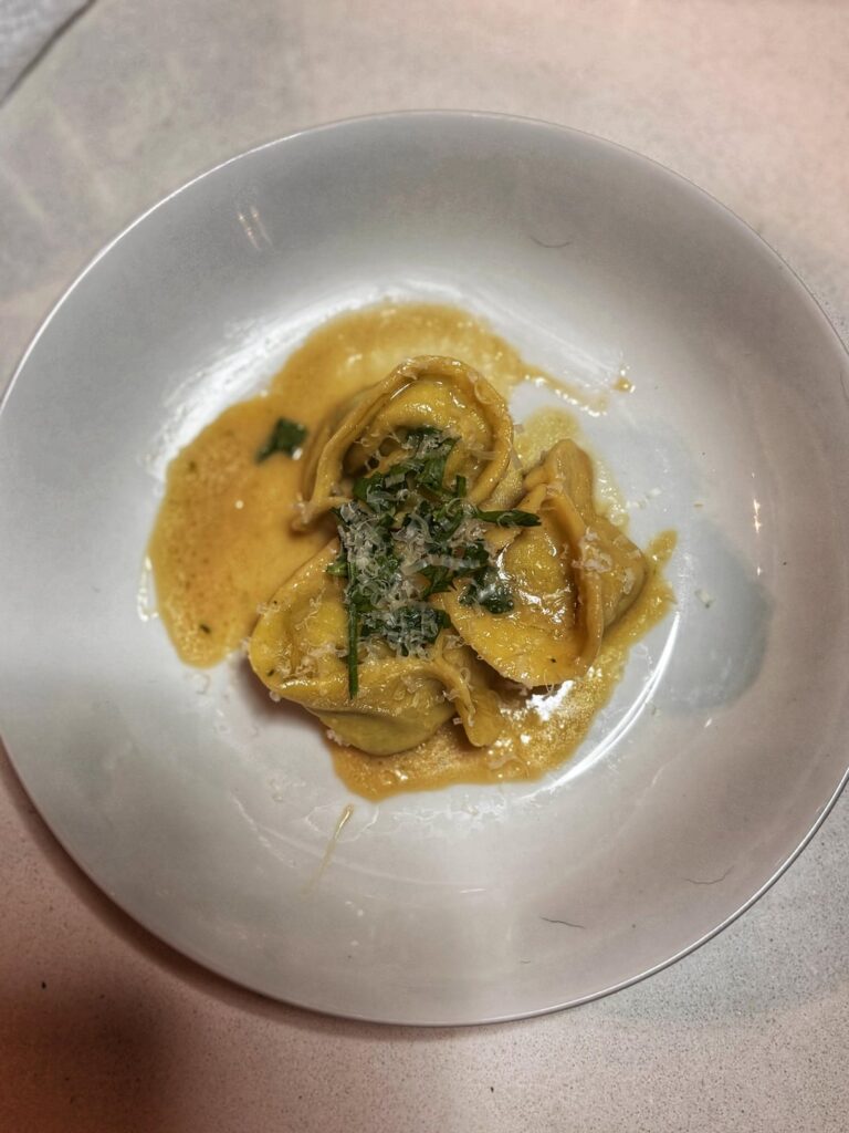 Lobster and ramp stuffed tortellini in a mentaiko shiro dashi cream sauce Lobster and ramp stuffed tortellini in a mentaiko shiro dashi cream sauce