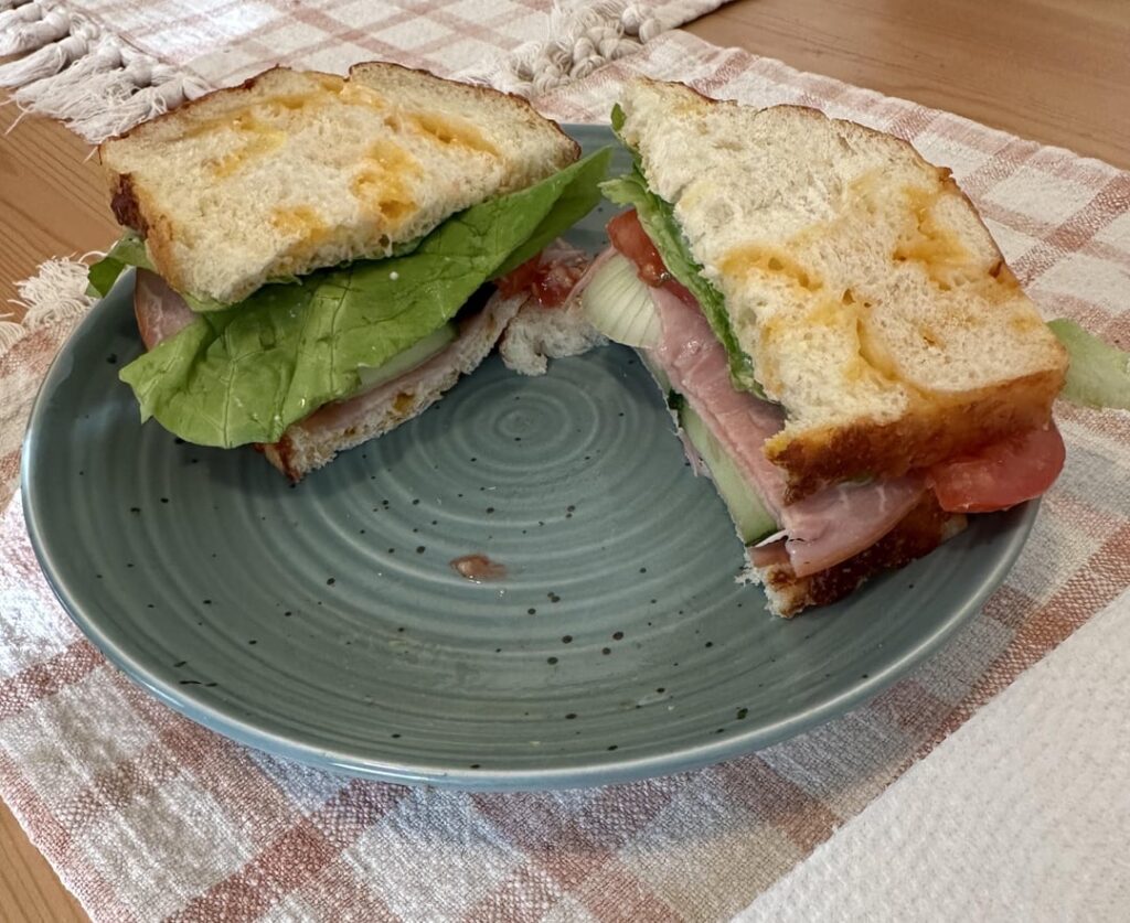 Sometimes dinner is a big ol’ sandwich (429 cals)