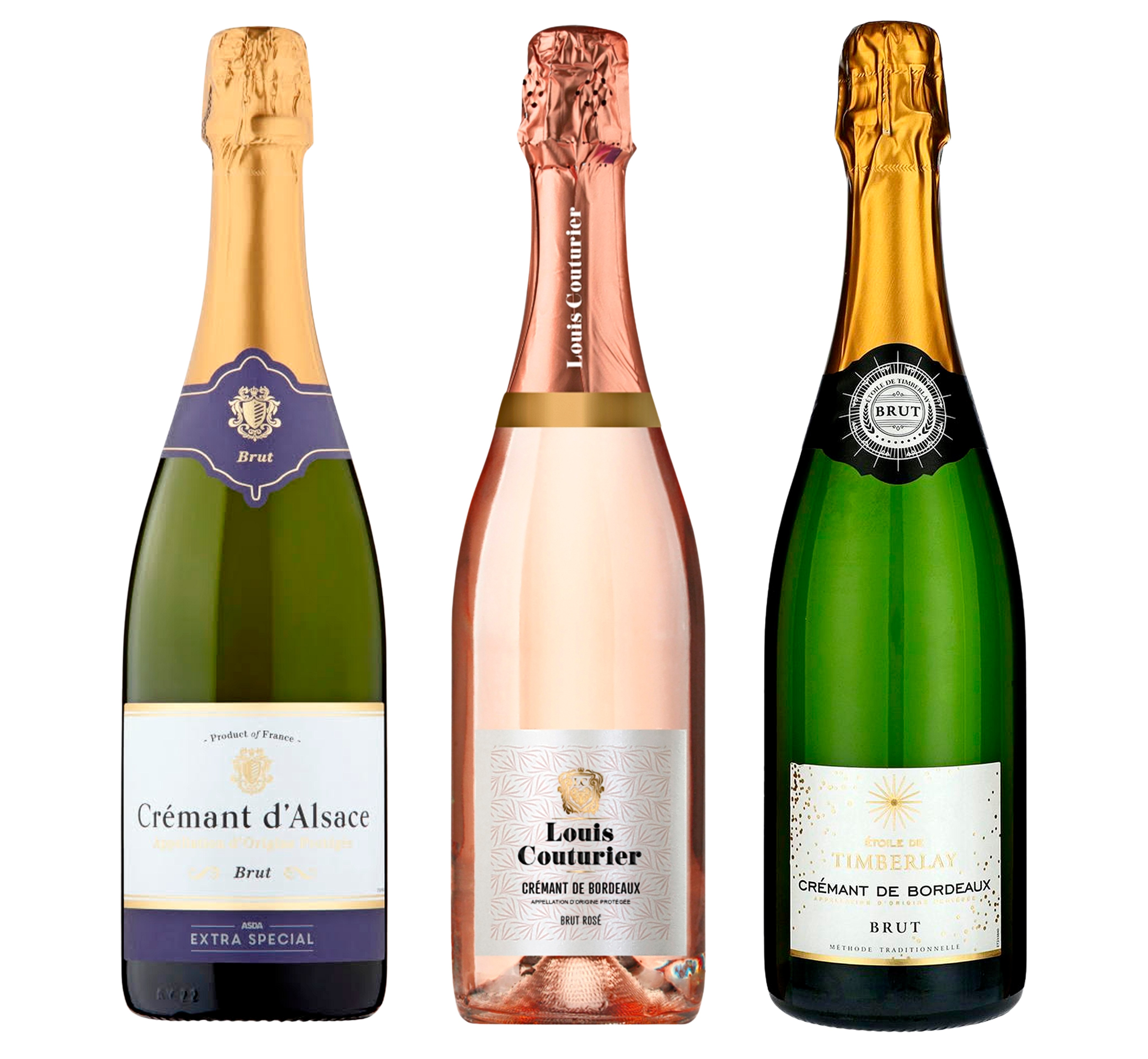 Three bottles of sparkling wine.