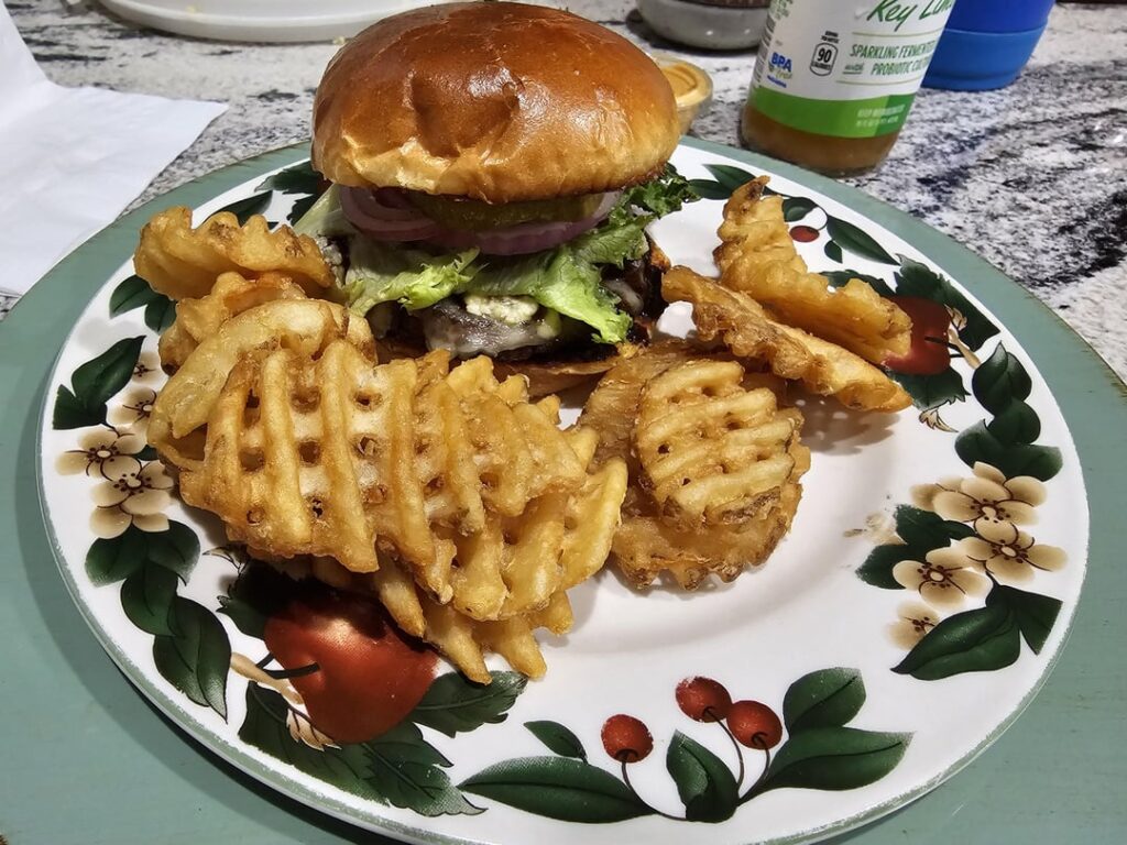 Gorgonzola Burger with Waffle Fries