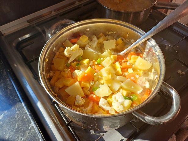 While it took a long time to prep, it was satisfying seeing all the vegetables in the pan