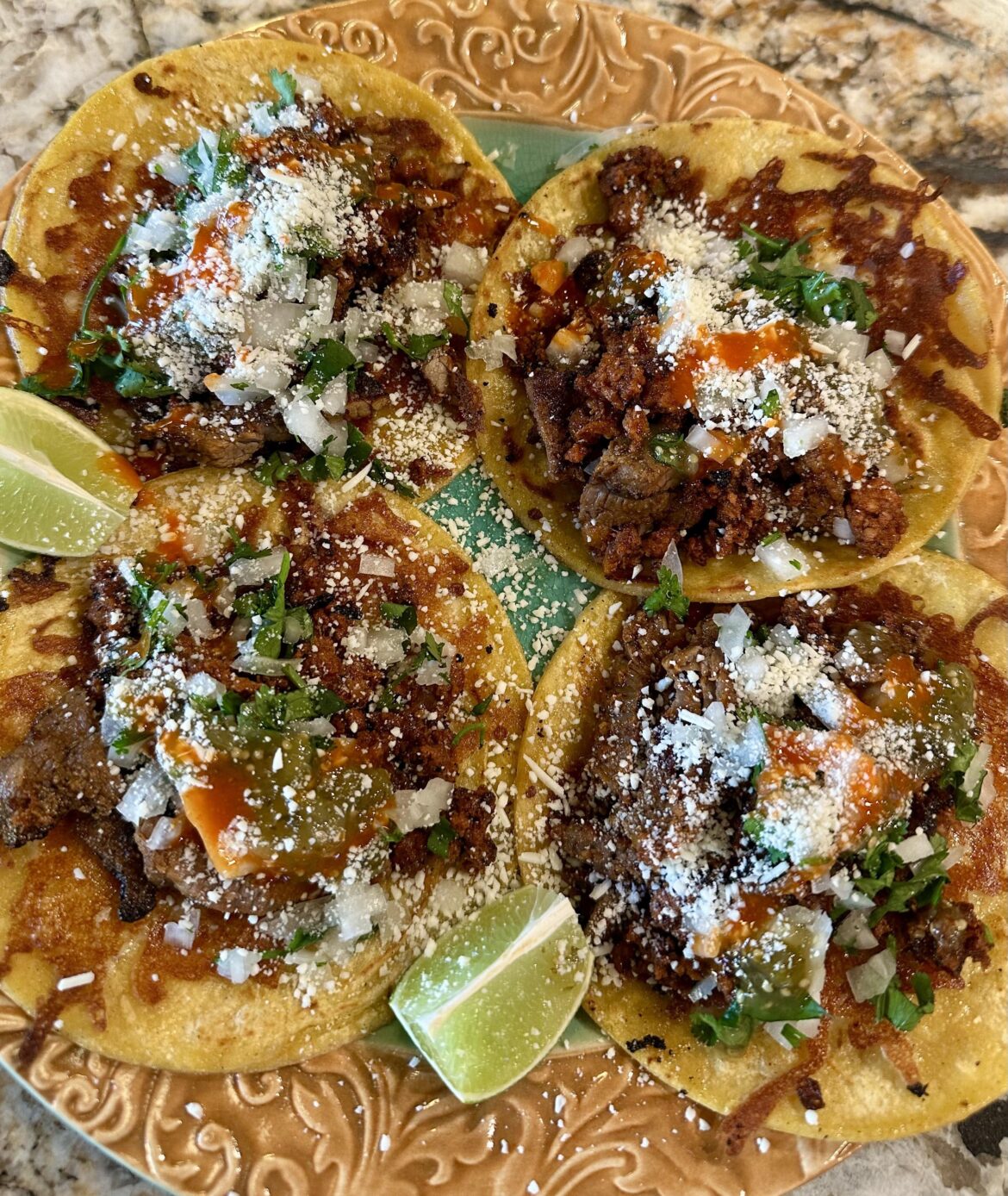 Steak n chorizo tacos