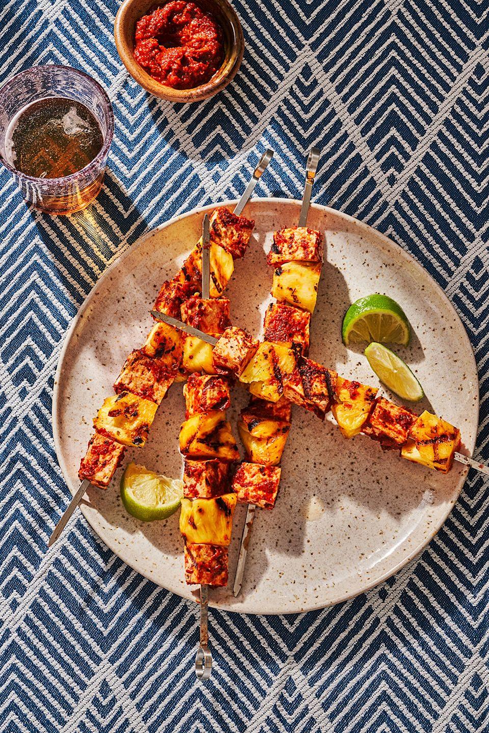 chipotle tofu pineapple skewers