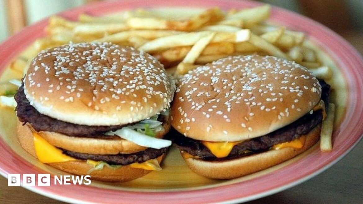 Two burgers and fries