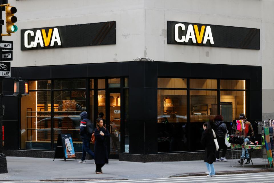 CAVA restaurant storefront in Midtown Manhattan.