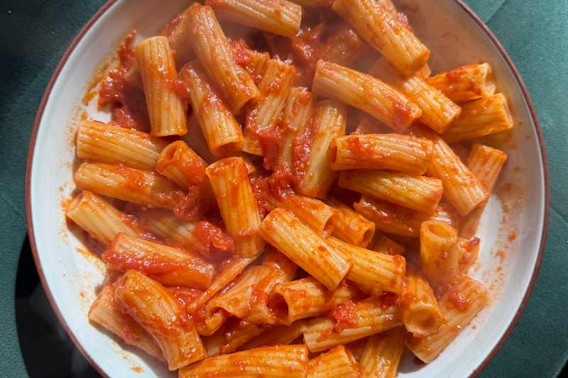 Rao's Homemade Lemon Parmesan mixed into pasta.