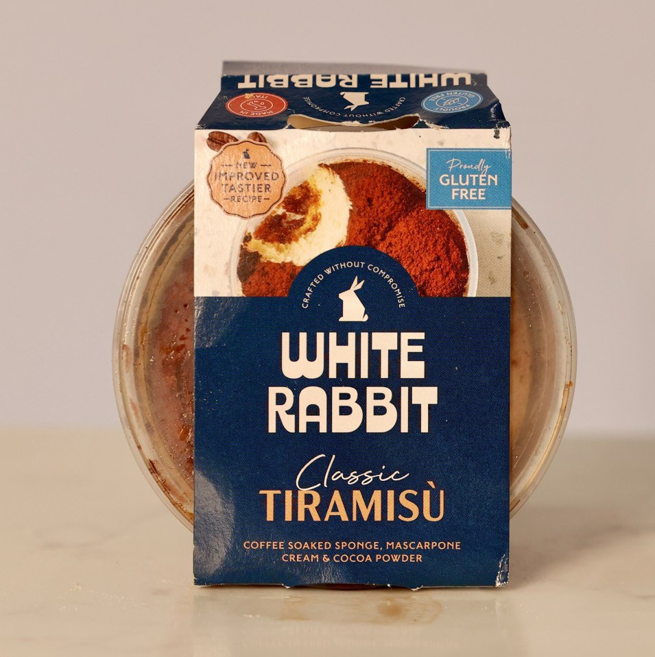 White Rabbit Classic Tiramisu in a plastic container.