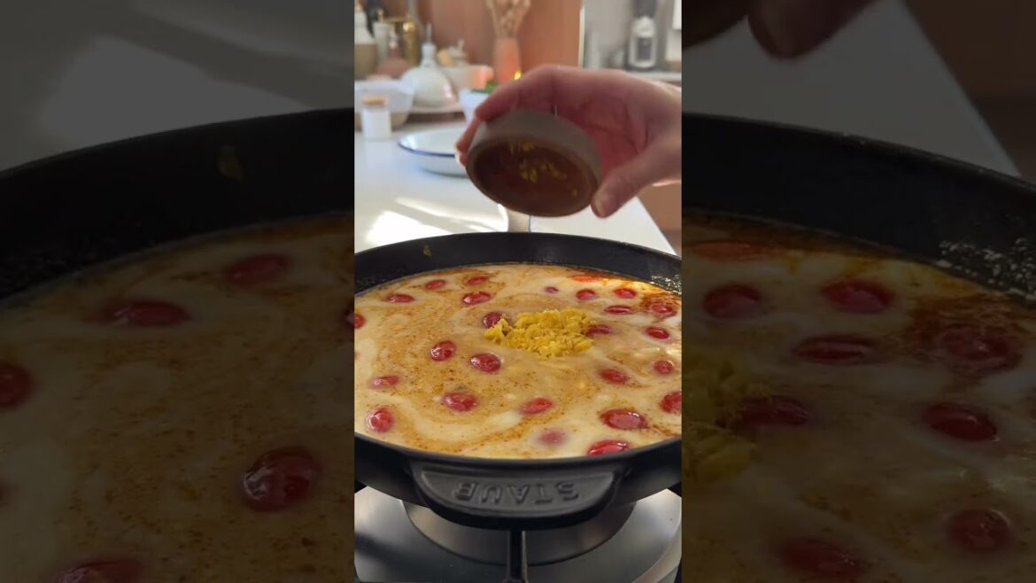 Coconut Milk Poached Cod with Tomato, Garlic and Spinach