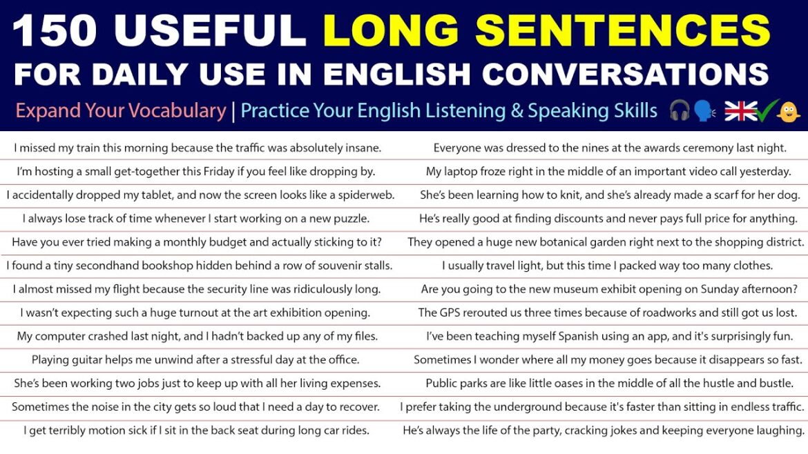 150 Useful Long Sentences for Daily Use English Conversations | English Speaking Practice 150 Useful Long Sentences for Daily Use English Conversations | English Speaking Practice
