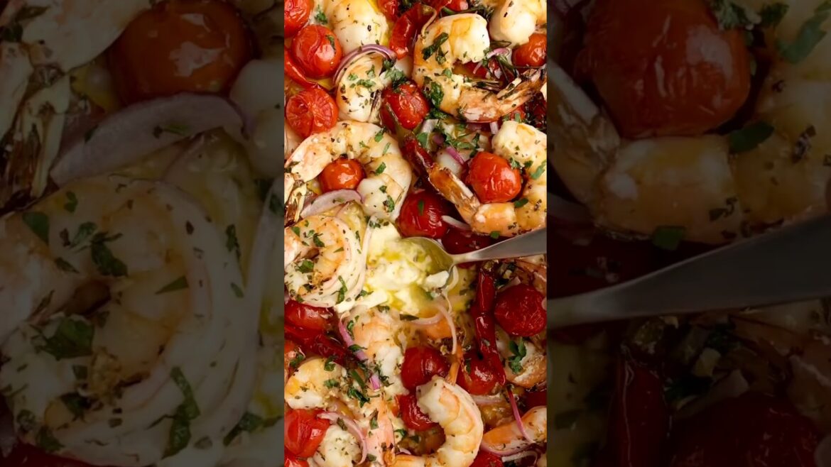 Shrimp and Feta Bake…. Literally obsessed. Featuring bursting Tomato #recipe #shorts Shrimp and Feta Bake.... Literally obsessed. Featuring bursting Tomato #recipe #shorts