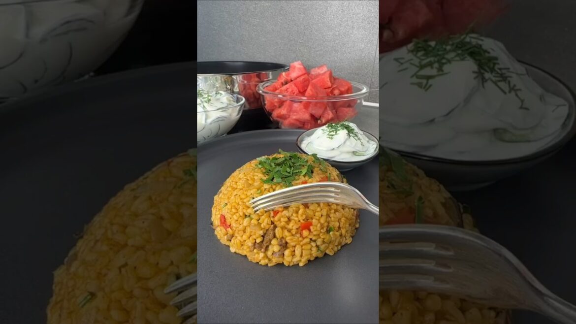 Delicious One-Pot Bulgur with Eggplant & Meat #food #cooking #recipe Delicious One-Pot Bulgur with Eggplant & Meat #food #cooking #recipe