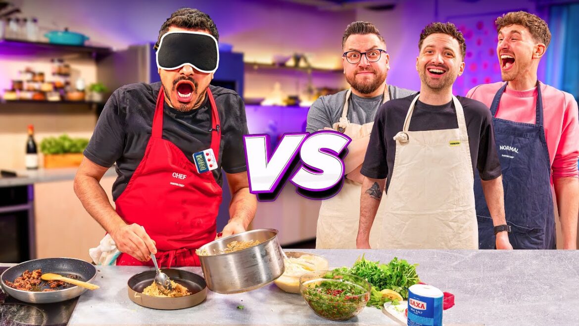 BLINDFOLDED Chef vs 3 Home Cooks! | Sorted Food