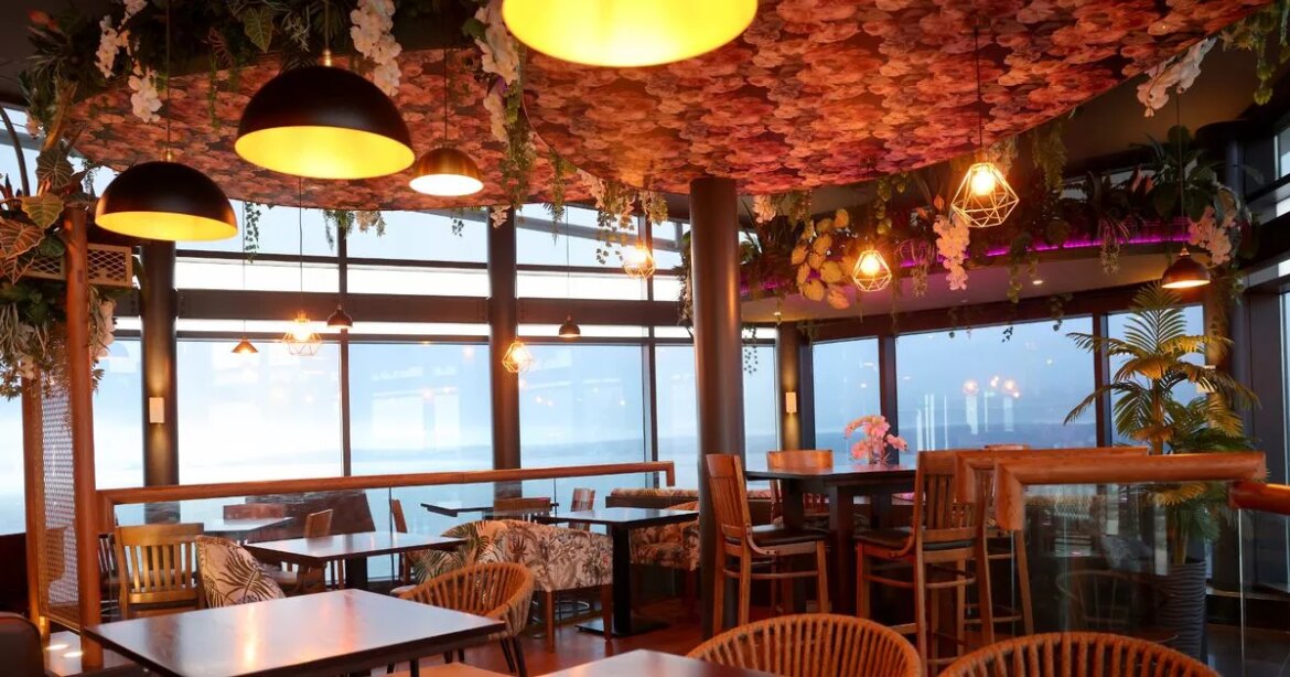 The highest restaurant in Wales where diners enjoy a panoramic skyline from 300ft up Ipso logo