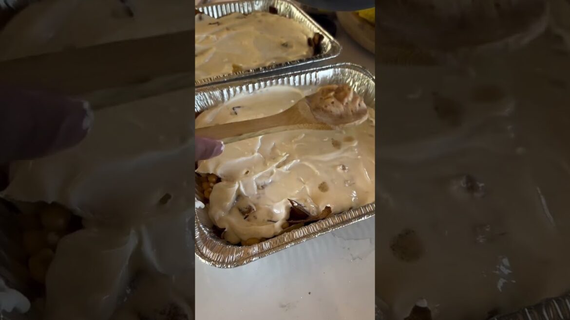 Making the Lebanese #fatteh with crunchy toasted bread and sizzling pine nuts with creamy yogurt.