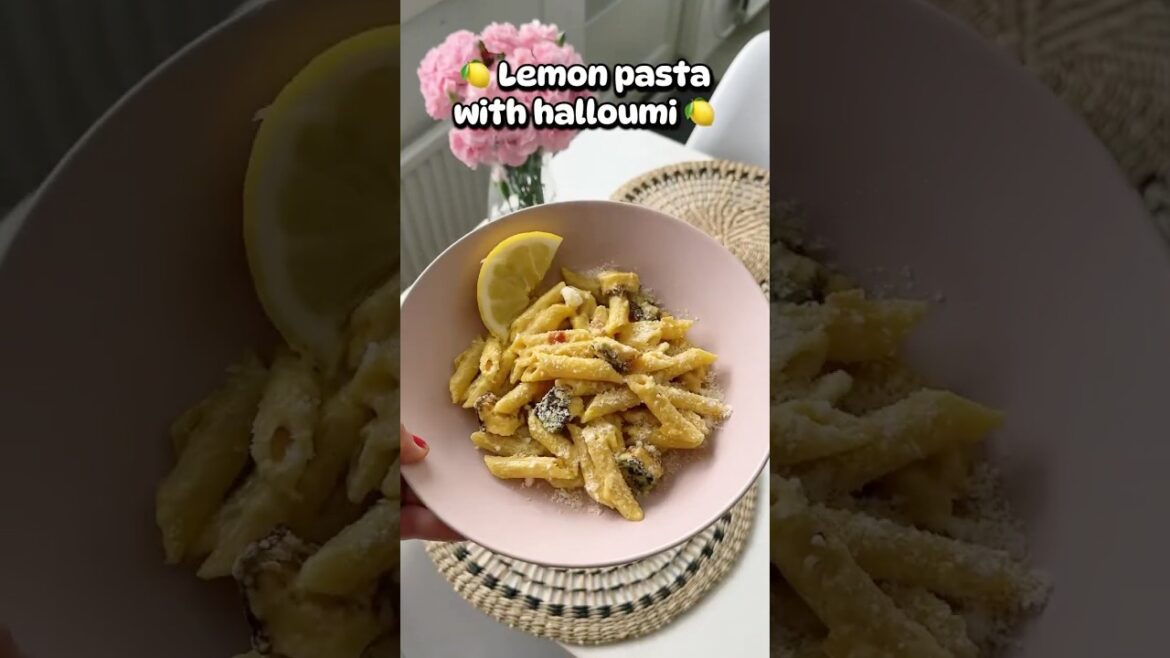 Lemon pasta with halloumi