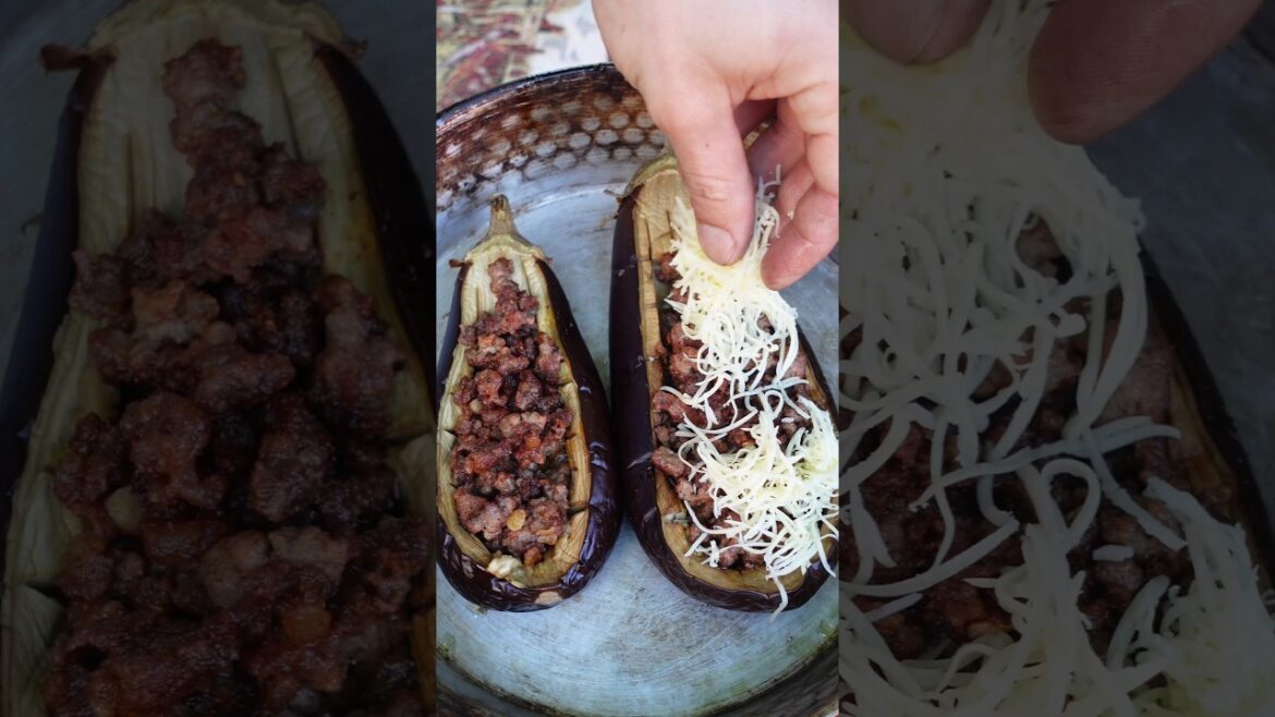 l Made Delicious Fried Large Eggplants with Cheese #outdoors #food #eggplant #cooking #recipe