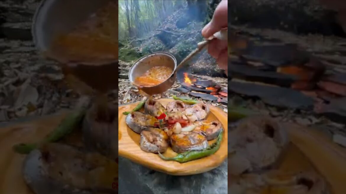 Grilled fish#food#cooking#trendingshorts#viralvideo#recipe#arabic#outdoorcooking#camping#nature#fish