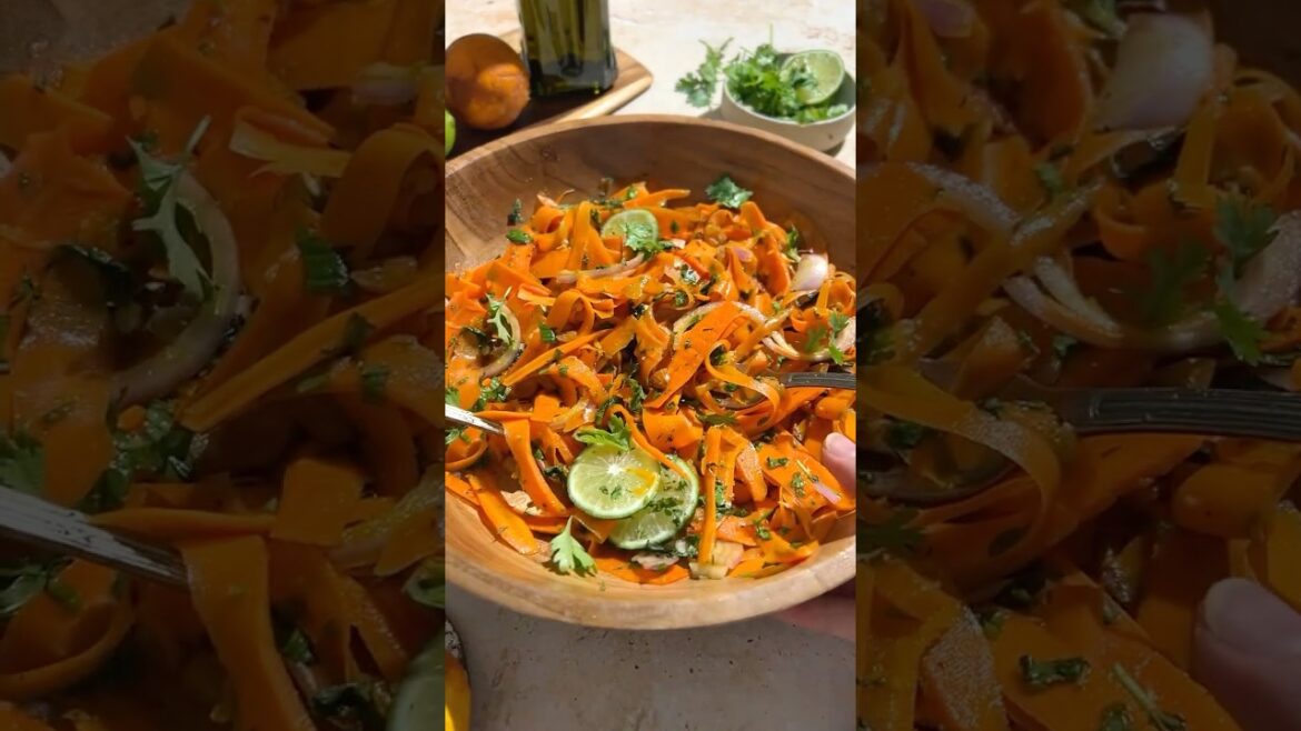 Viral Carrot Ribbon Salad with a Mediterranean Twist #saladrecipes #carrotsalad #viralrecipe