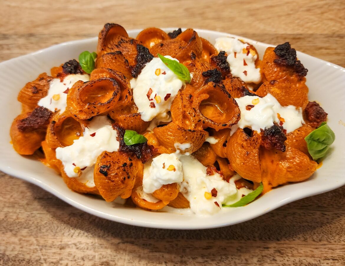 Baked Vodka Lumache with Nduja and Stracciatella