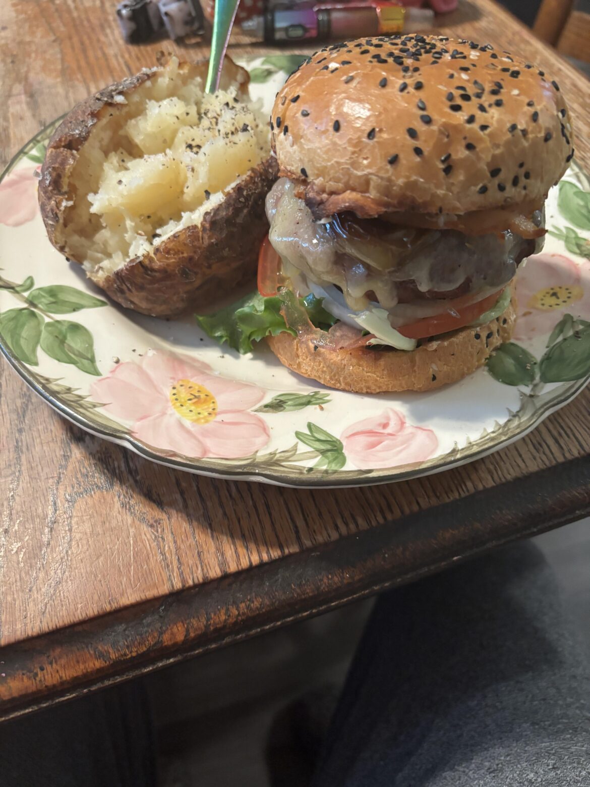 Memorial Day cheeseburger for dinner