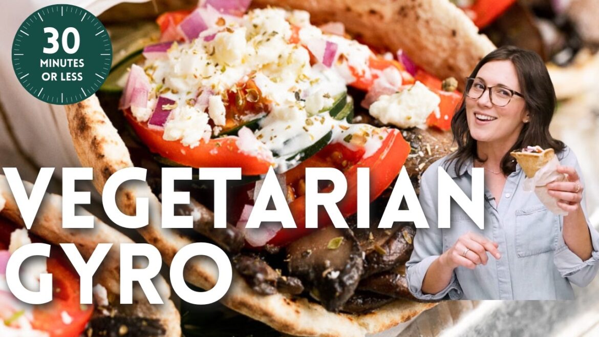 Greek Mushroom Gyros with Tzatziki Sauce (Vegetarian - SO EASY!)