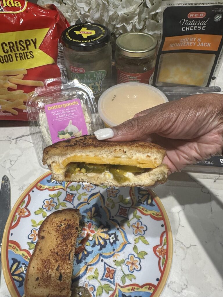 Toasted cheese sandwich with candied spicy ejalapeño