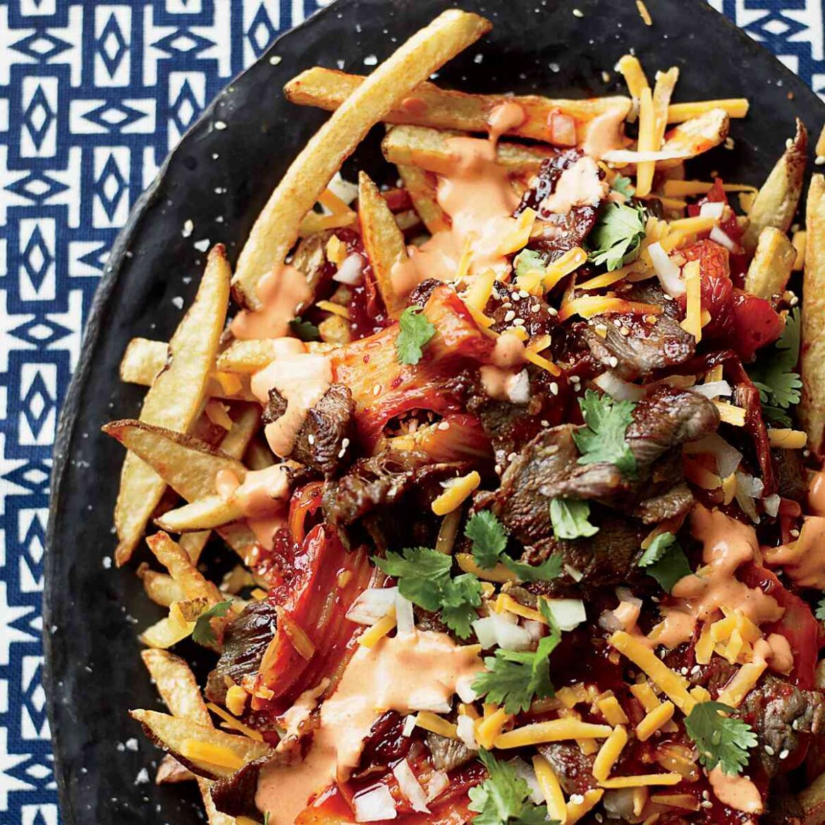 French Fries with Bulgogi and Caramelized Kimchi Recipe French Fries with Bulgogi and Caramelized Kimchi Recipe