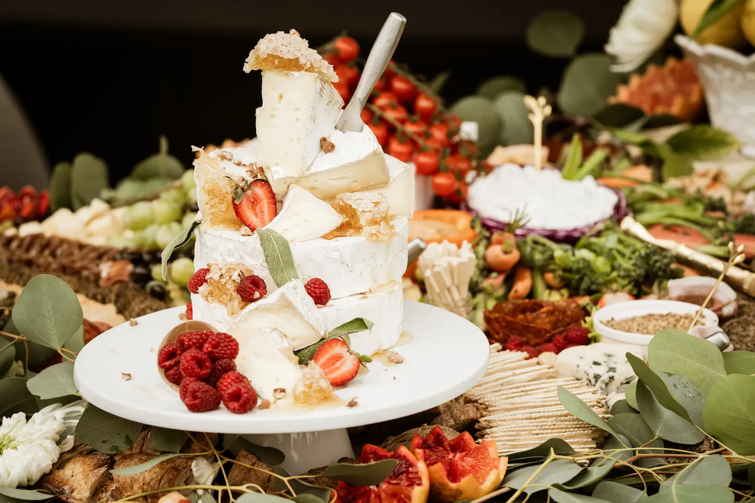 Cake and charcuterie boards at The Carlsbad Forum's Spring Art & Wine walk event in San Diego
