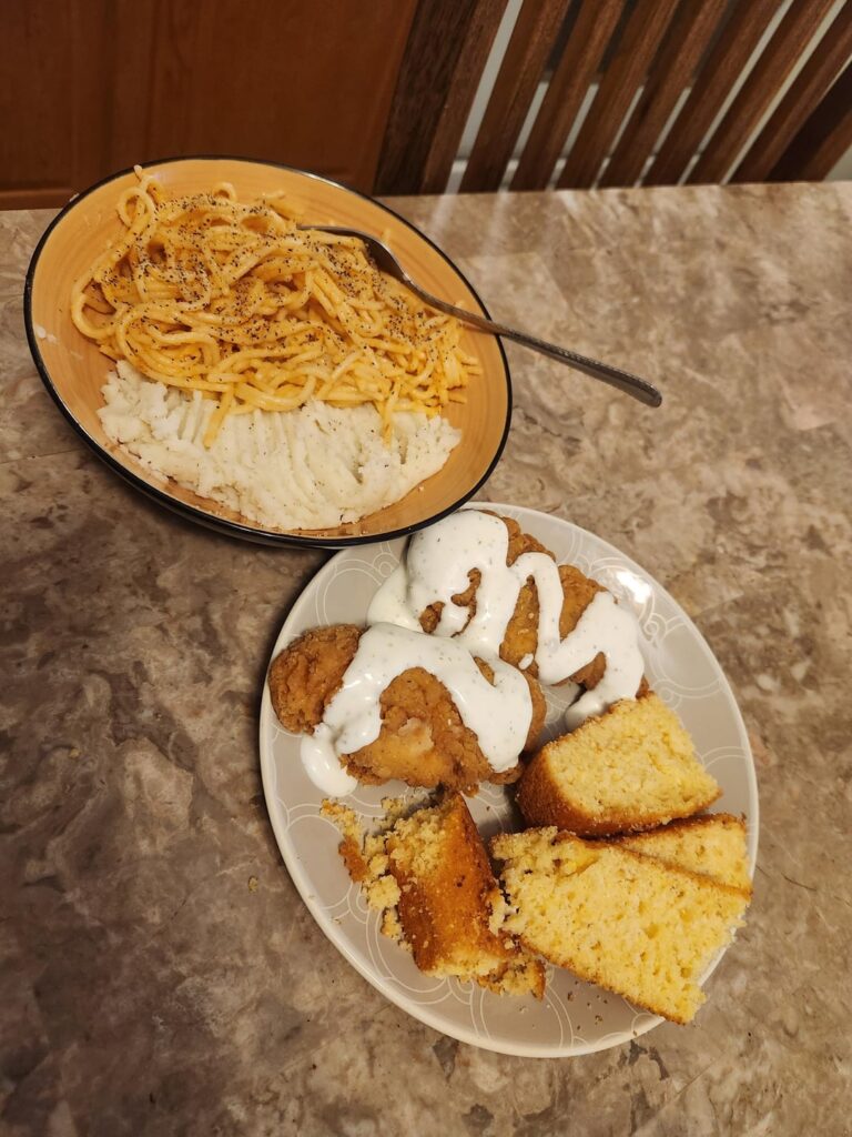 Roommate has only been eating Ramen for months so I made her a good meal