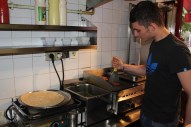 My French taco being prepared, courtesy David Hammond