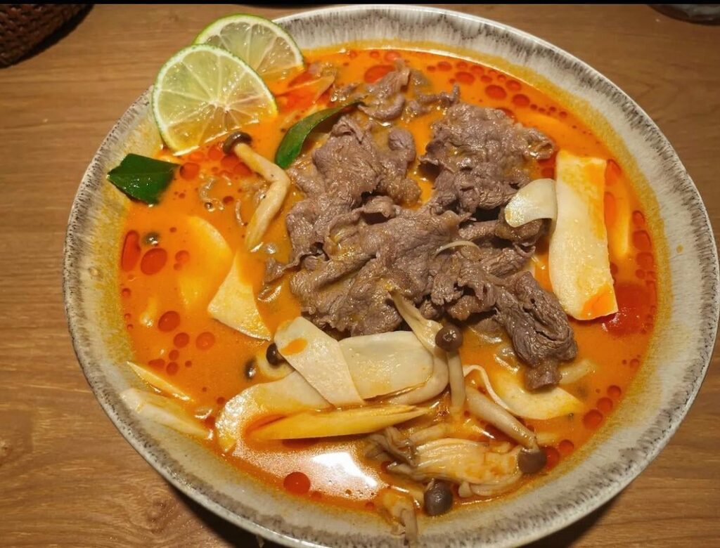Thai Tom Yum Goong Spicy and Sour Beef.
