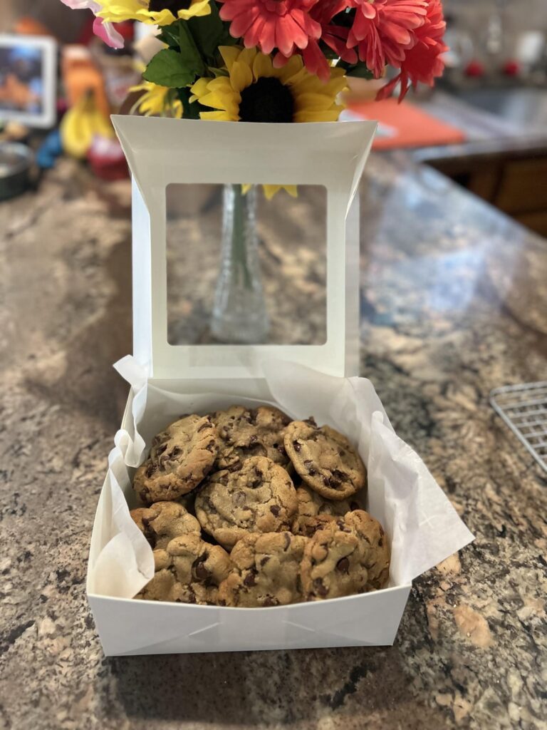 Sent a box of 20 brown butter chocolate chip cookies out today!