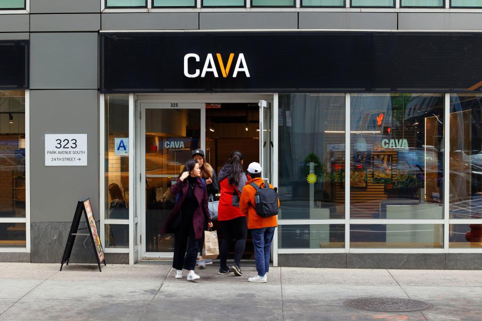 CAVA restaurant storefront in New York City.