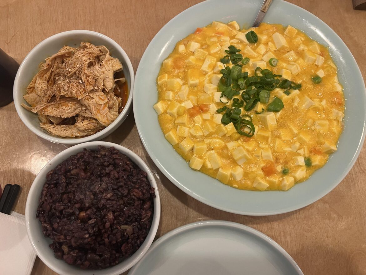 Crab roe tofu at Breeze in Greenpoint