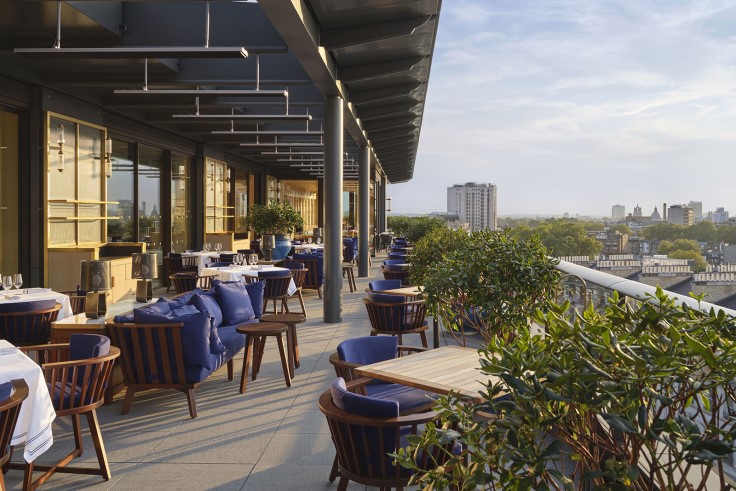 The terrace at Brooklands, Claude Bosi's restaurant on the top floor of The Peninsula London. © The Peninsula London