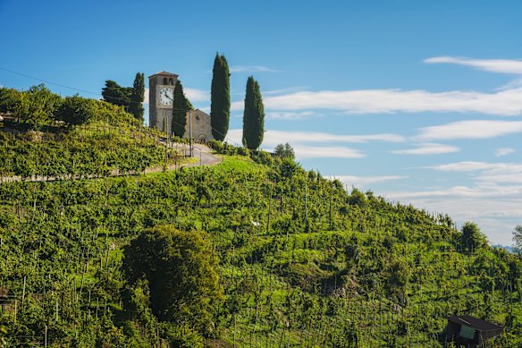 Prosecco territory: A church in San Vigilio, between Valdobbiadene and Conegliano.