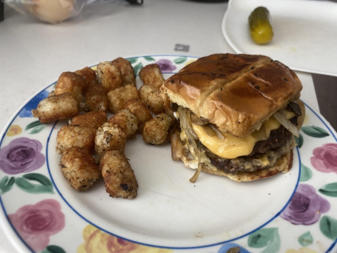 Sauteed Onion and Mushroom Cheeseburger