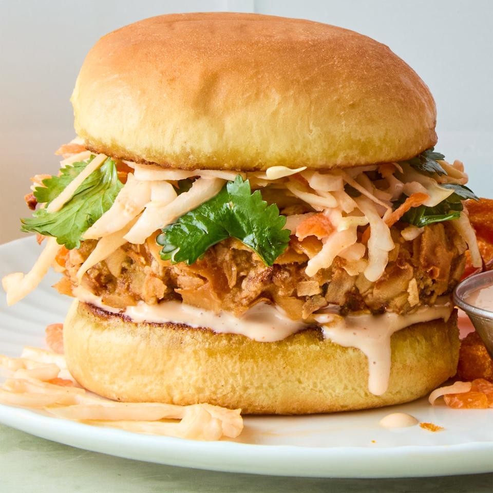 coconut shrimp burgers with cabbage slaw
