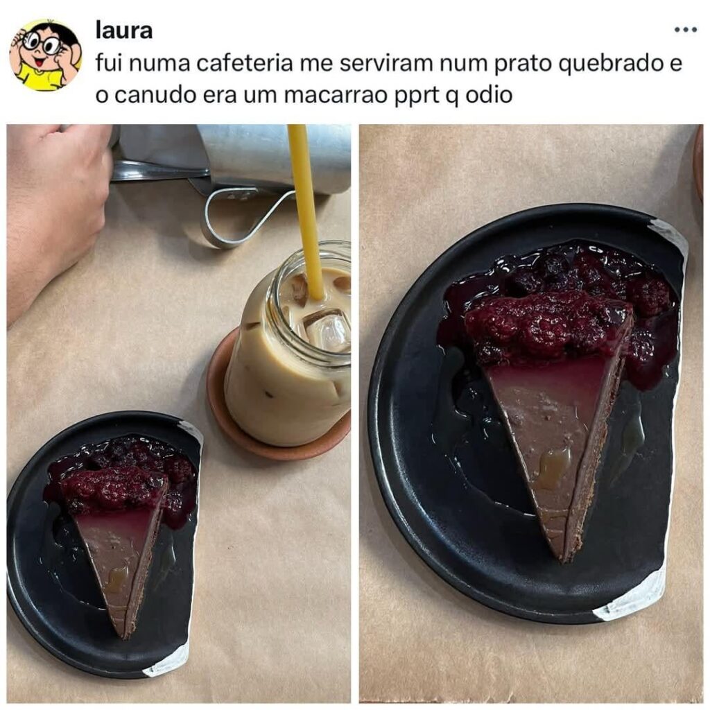 "Went to a coffee shop, the food was served on a broken plate and the straw was made out of pasta"